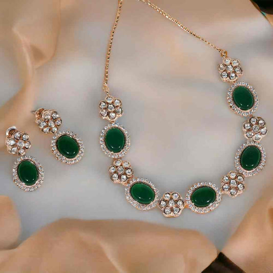 Shanaya Emerald Green Polki Designer Set