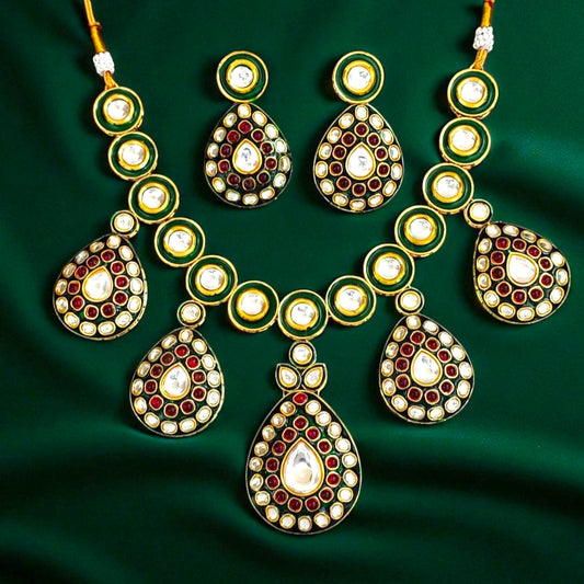 Regal Ruby Kundan Statement Necklace Set