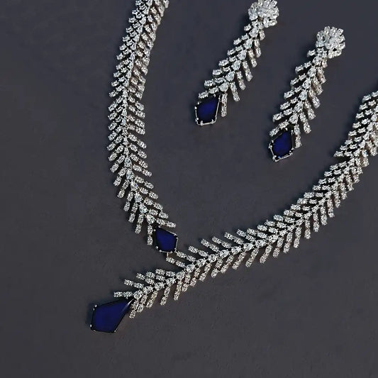 MG Feather Bloom CZ Necklace Set