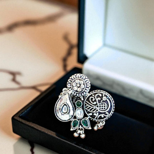 Royal Boho Charm Oxidized Ring