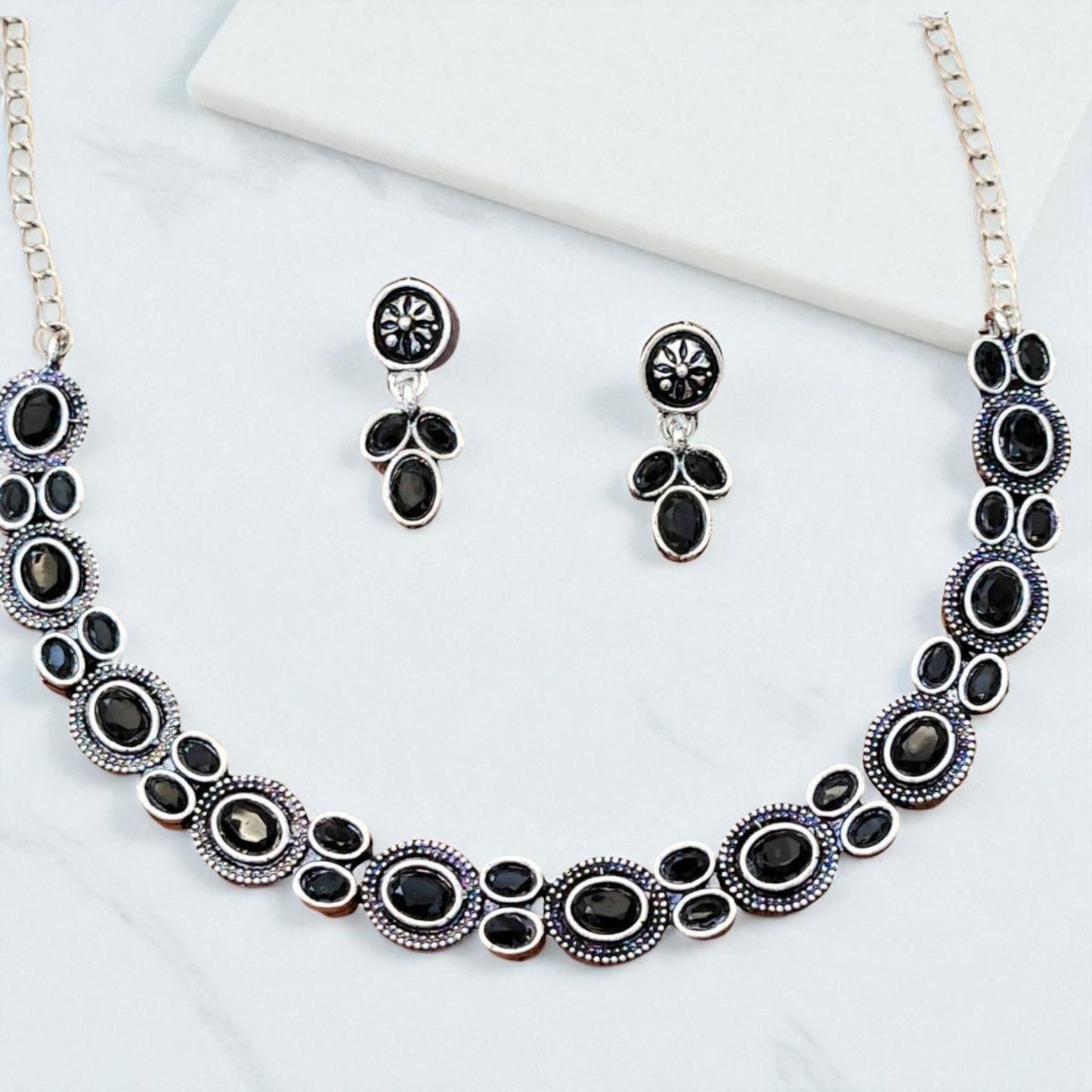 Oxidized Statement Black colour Necklace Set
