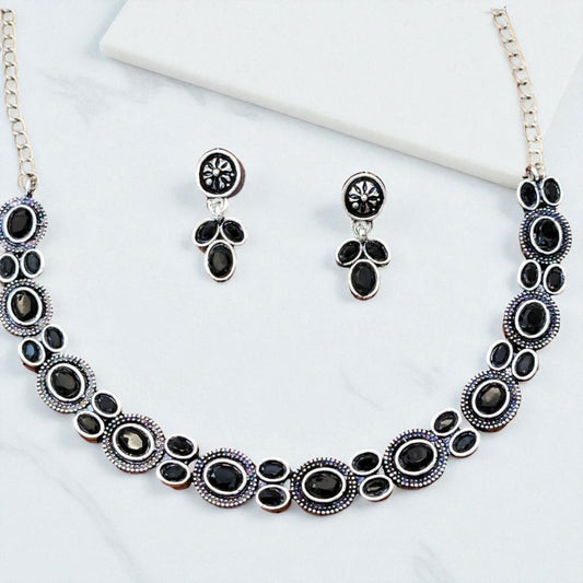 Oxidized Statement Black colour Necklace Set