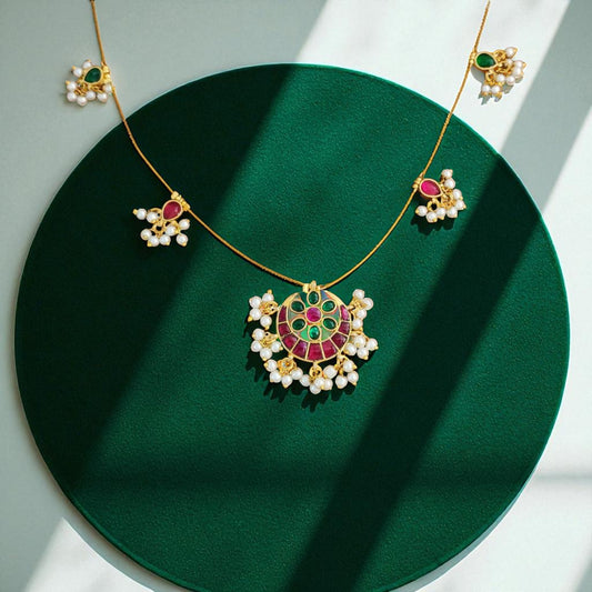 Traditional Meenakari Pearl Kundan Necklace