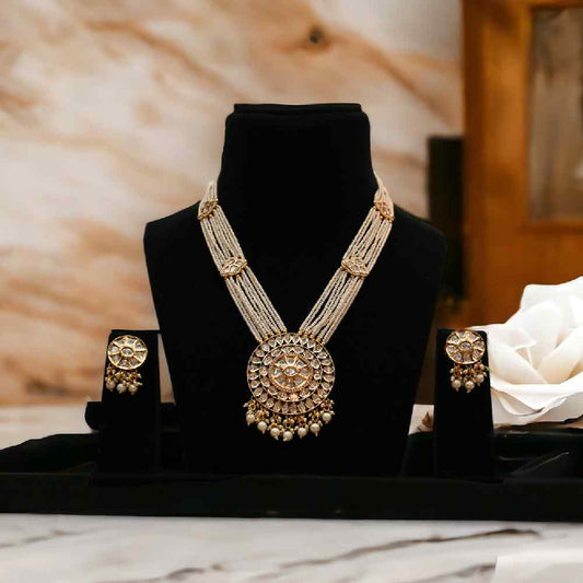 Royal Radiance Pearl & Polki Long Necklace set