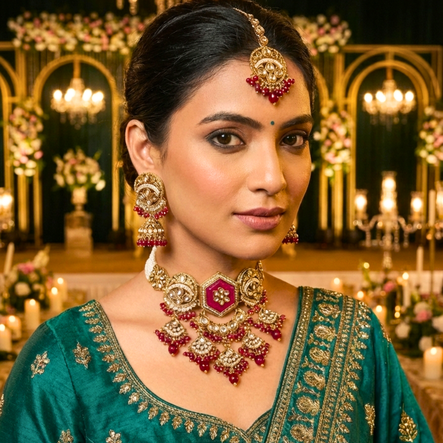 Royal Pink Kundan Jewellery Set