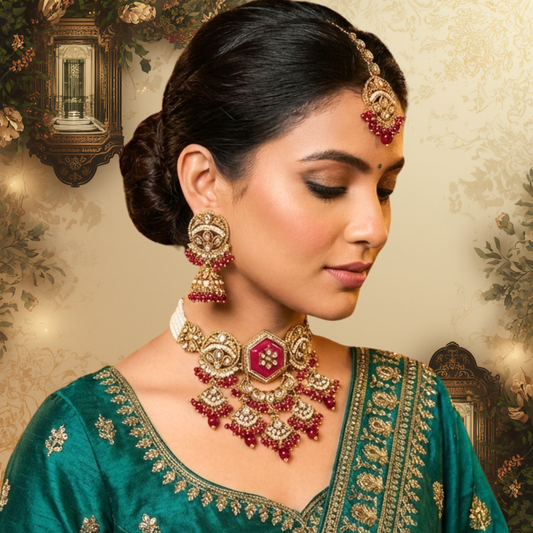 Royal Pink Kundan Jewellery Set