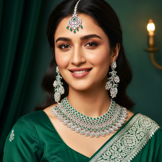 Diamond Elegance CZ Designer Semi Bridal Set