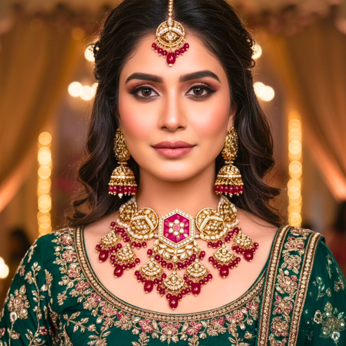 Royal Pink Kundan Jewellery Set