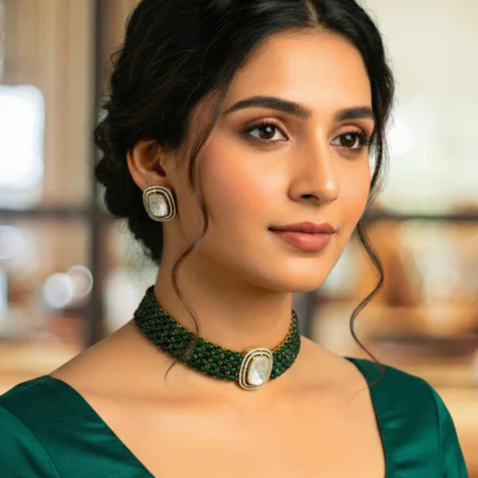 Emerald Moissanite Necklace Set
