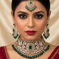 Emerald bridal choker set with maangtikka