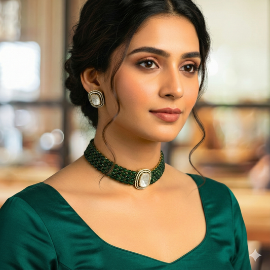 Emerald Moissanite Necklace Set