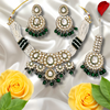 Green Pearl Semi Bridal Necklace Set