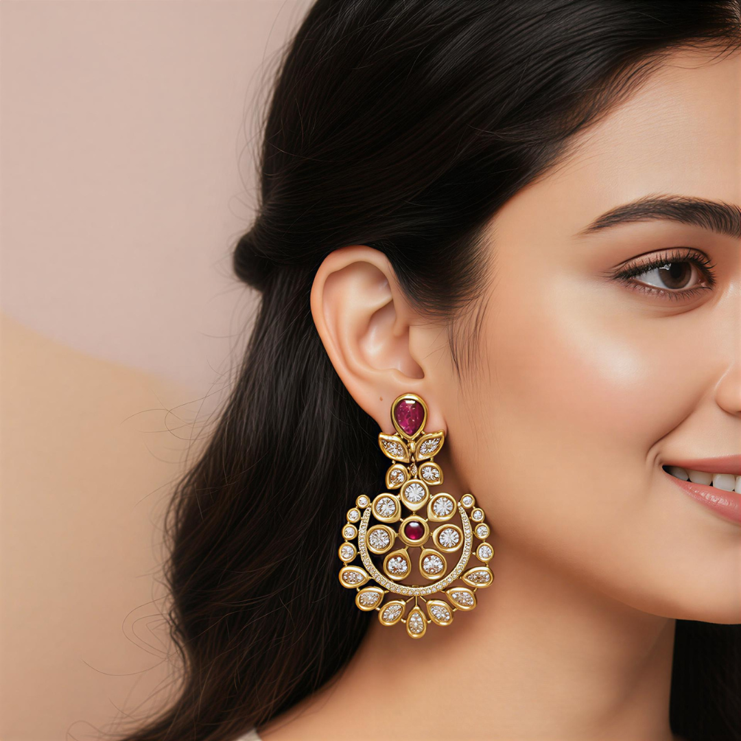 Royal Ruby Chandbalis Earrings