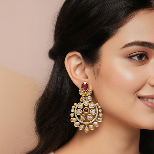 Royal Ruby Chandbalis Earrings