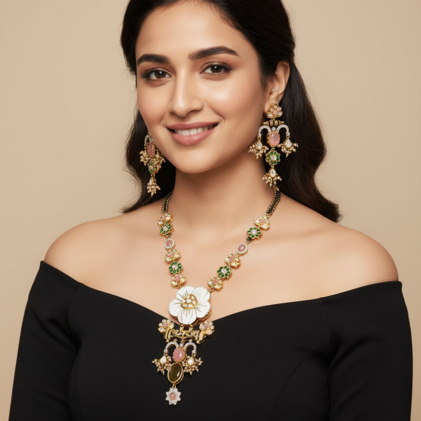 Blossom Grandeur Kundan Jewellery Set