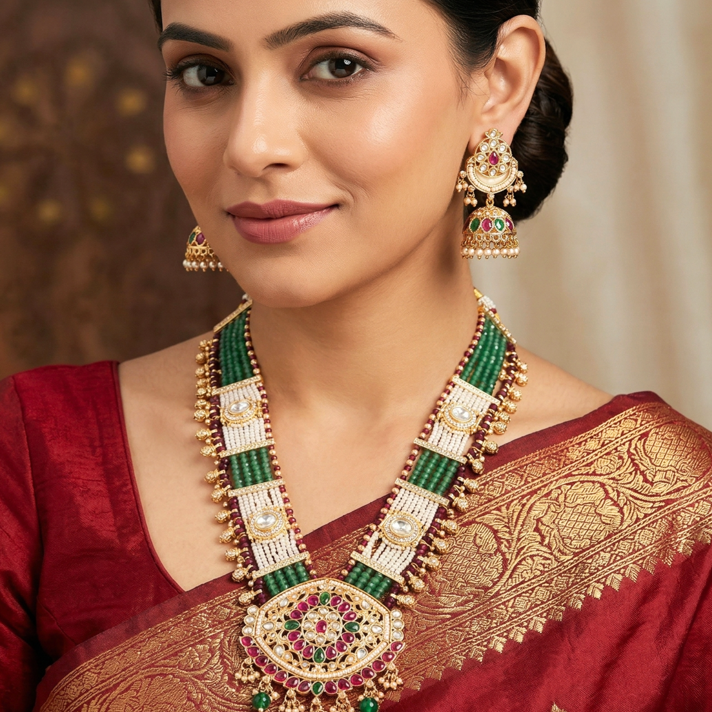 Rajwadi Heritage Meenakari Kundan Long Necklace
