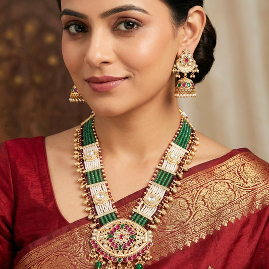 Rajwadi Heritage Meenakari Kundan Long Necklace