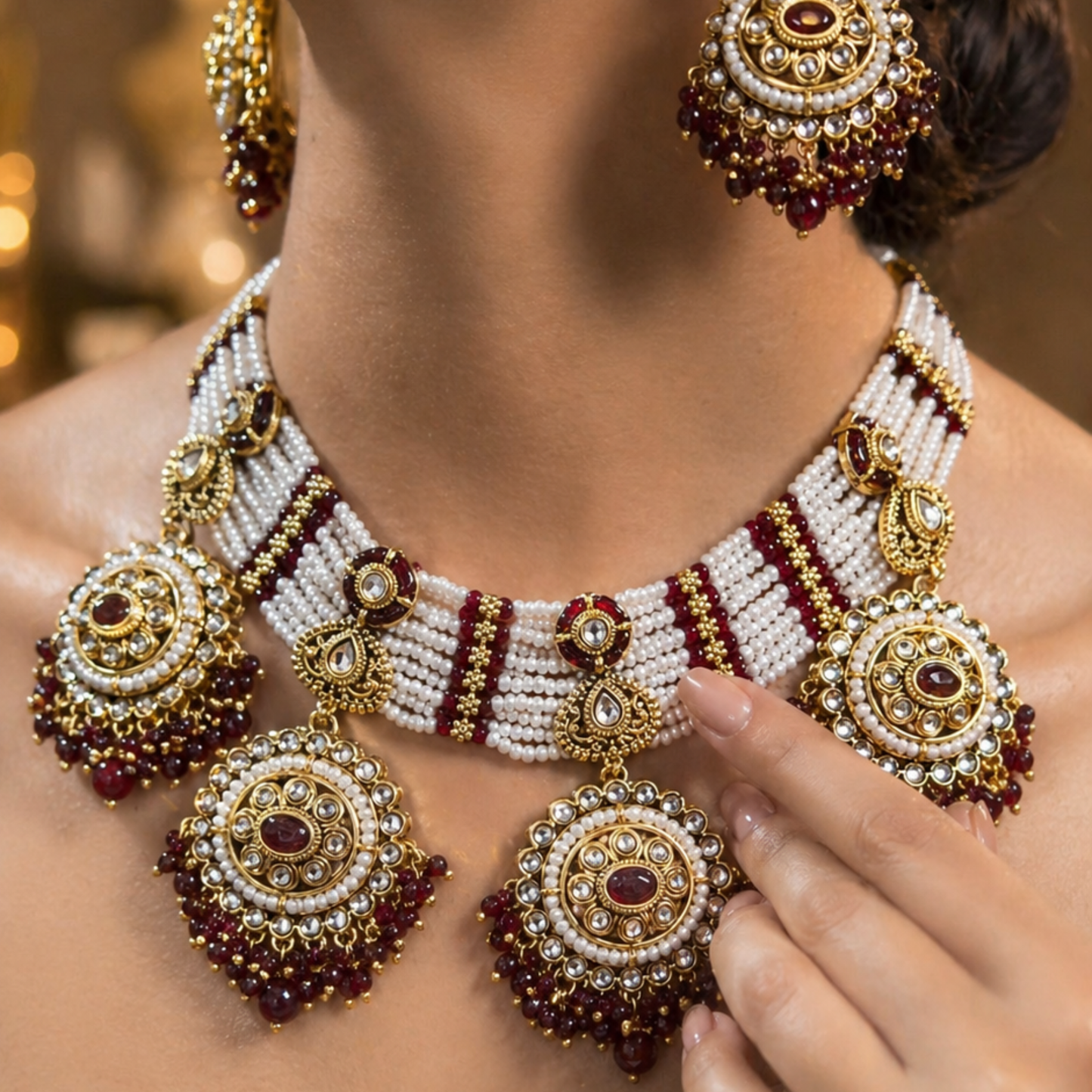 Royal Chandrika Kundan Pearl jewellery Set