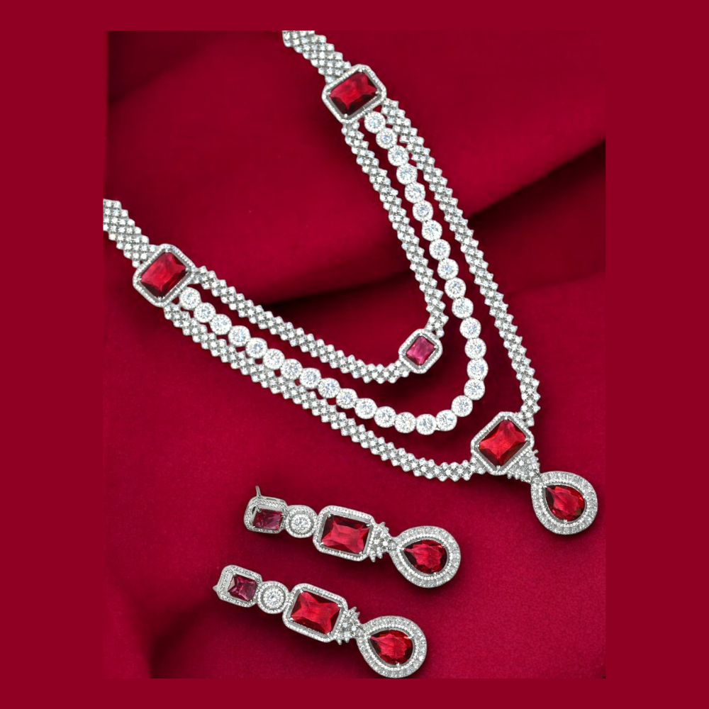 Crimson Cascade Trilateral Necklace