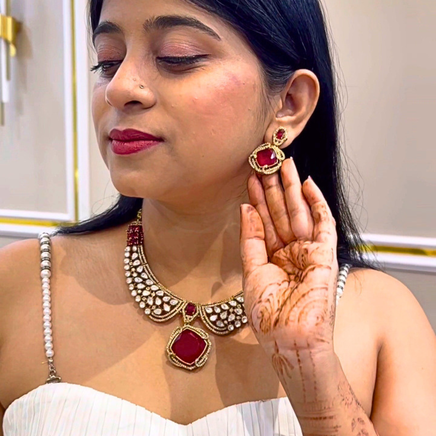 Ruby Royale Moissanite Necklace Set