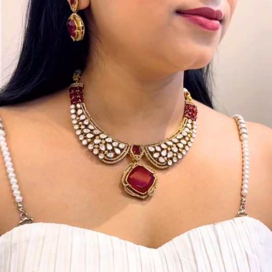 Ruby Royale Moissanite Necklace Set