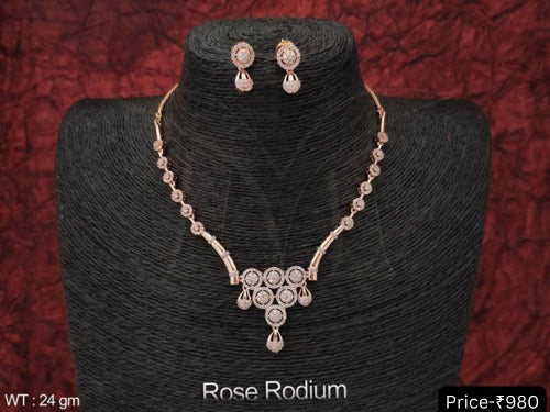 Rose Rodium AD Necklace Set