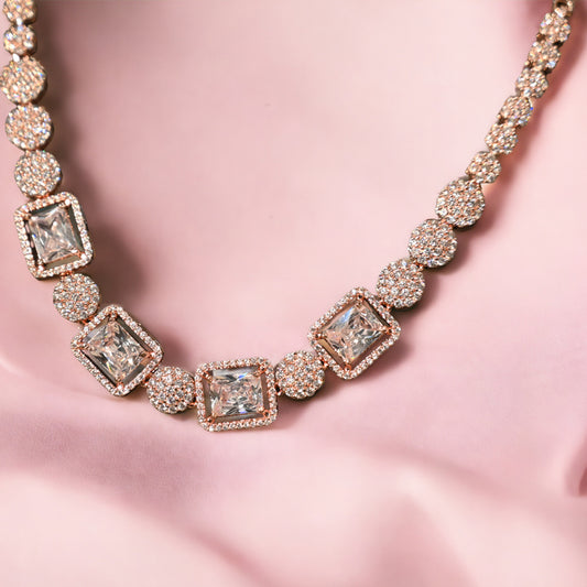 Dazzling Opulence Rose gold CZ designer set