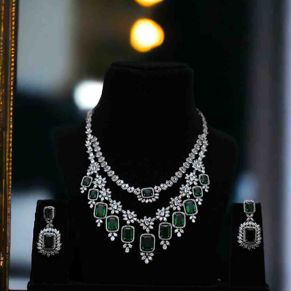 Dazzling Emerald CZ Two layered Designer Set