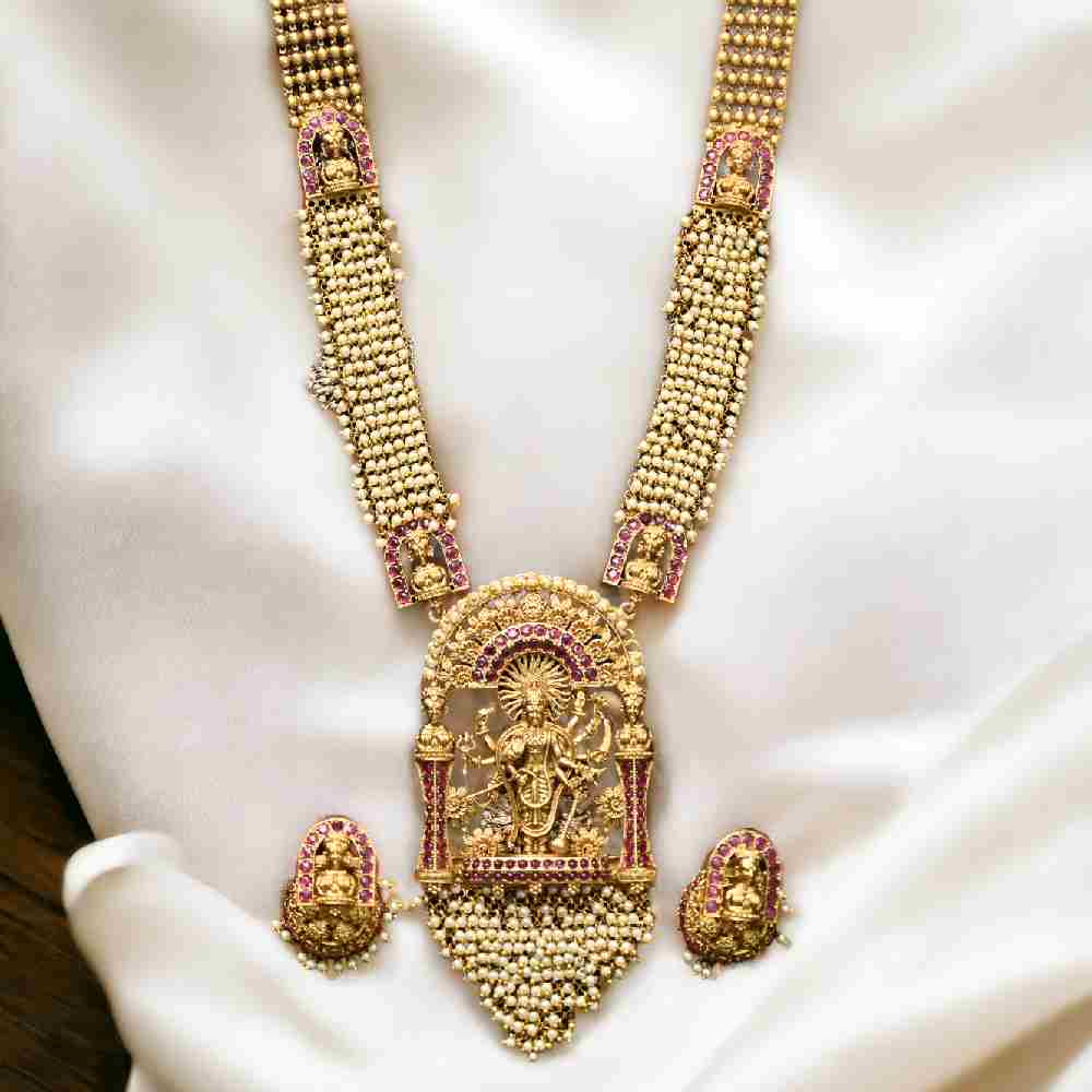 Stunning Temple Jewellery with Pearls and Ruby stone